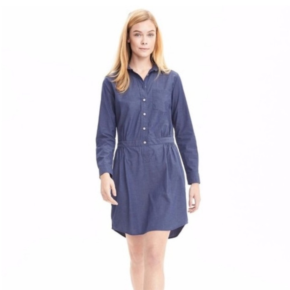 Banana Republic Long Sleeve Lightweight Blue Shirt Dress Size 6